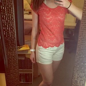 Coral Lace Style Top